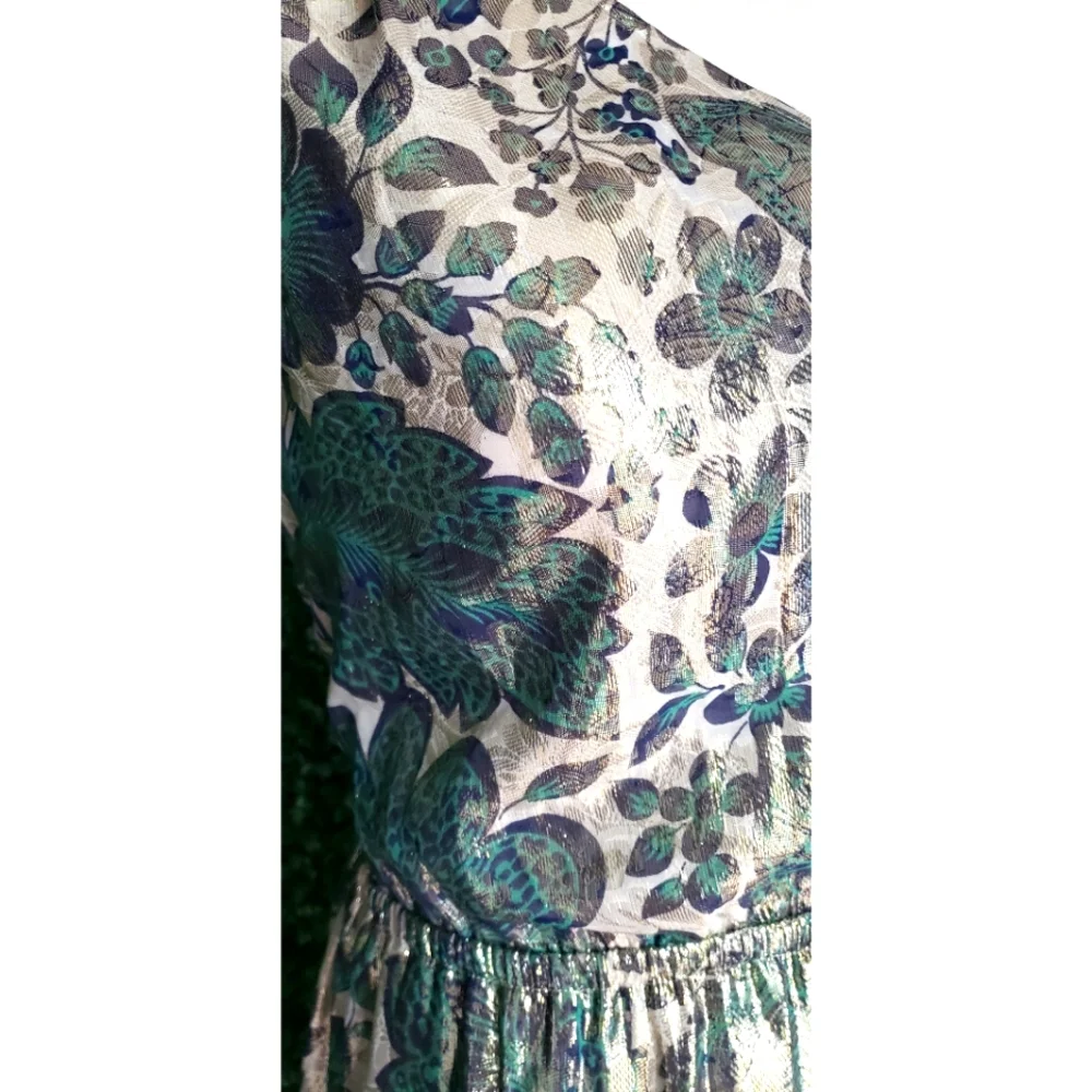 LAST ONE - J.Crew Collection one-shoulder cutout dress in floral Lurex® chiffon - Picture 7 of 13